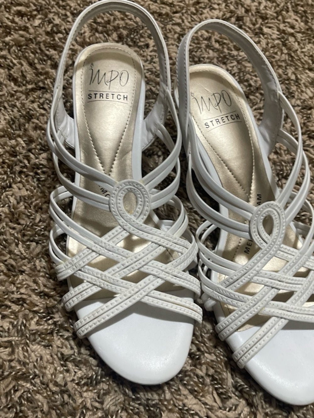Impo White Strappy Slingback Heels